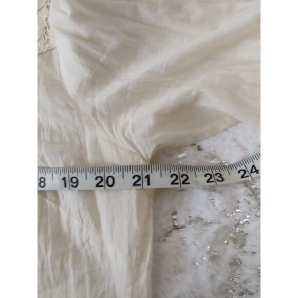 V.A.C. Lace Trim Peasant Blouse Bohemian Long Sleeve Top Cream Color Size XS - Picture 3 of 9